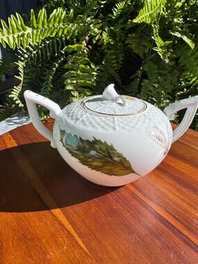 Vintage Godinger Porcelain Insect Sugar Bowl Lidded Primavera Botanical